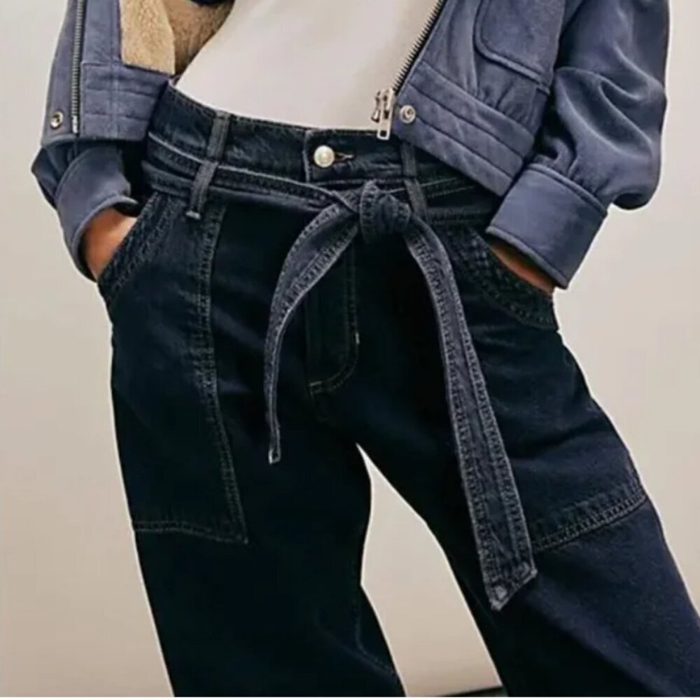 Free People Blue Jay Belted Boyfriend Jeans Baggy size 27 NWT - Picture 3 of 13